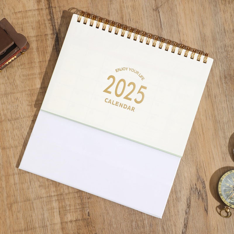 Stiamvd Small Desk Calendar 2025  Desktop Calendar from Now to Dec 2025  Metal Ring Twin-Wire Binding Monthly Desktop Calendar for Home Office School (White) - Image 3